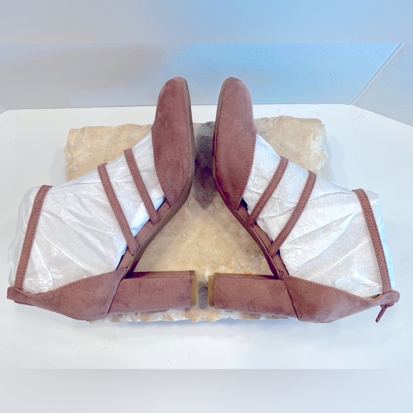 Sz 8 Report 9 Lolly Starps Sueded Strappy High Block Heel Closed Round Toe Pumps - Picture 4 of 12